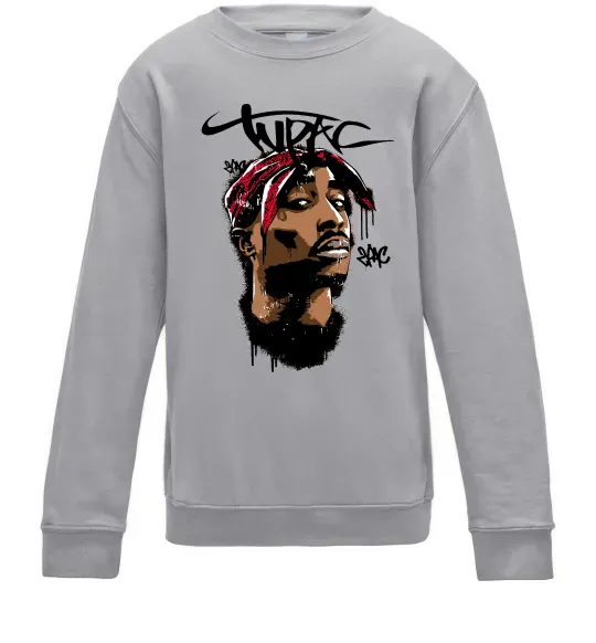 Детский Свитшот 2PAC graffiti Серый меланж фото