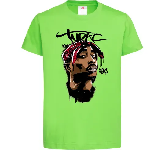 Дитяча футболка 2PAC graffiti Лаймовий фото