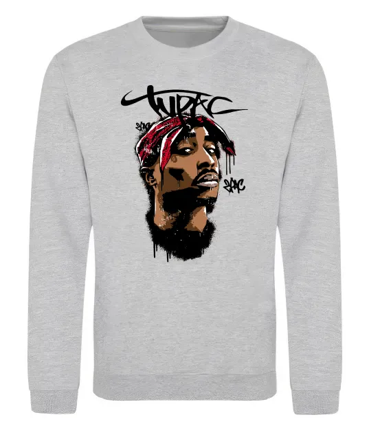 Свитшот 2PAC graffiti Серый меланж фото