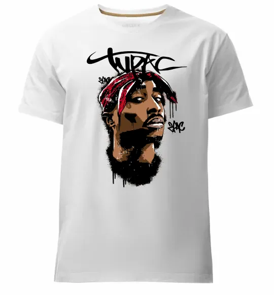 Мужская премиум футболка 2PAC graffiti Белый фото