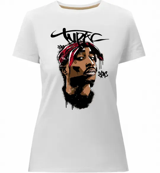 Жіноча преміум футболка 2PAC graffiti Білий фото
