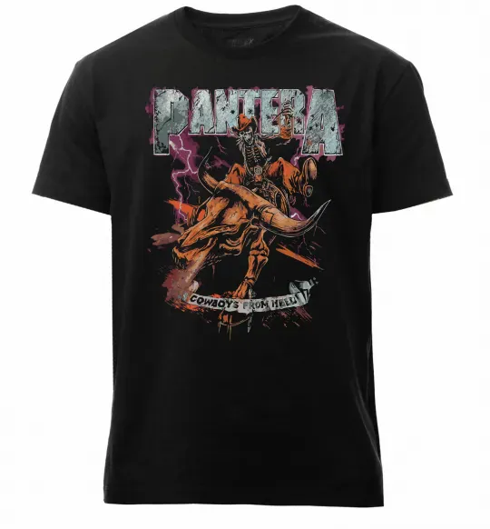 Мужская премиум футболка Pantera Cowboys from hell Черный фото