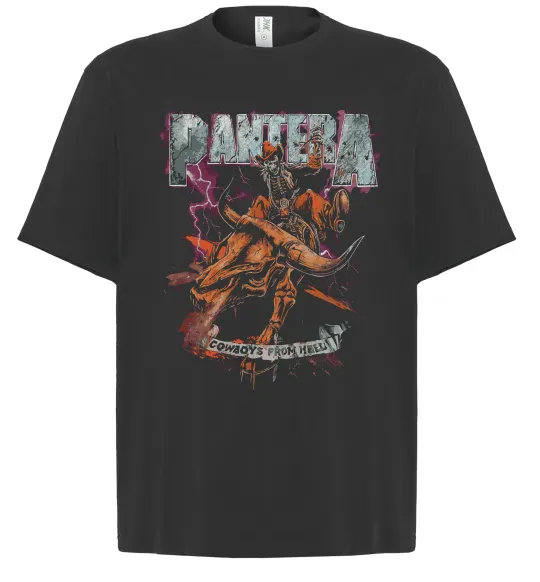 Футболка Оверсайз Pantera Cowboys from hell Чорний фото