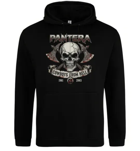 Мужская толстовка (худи) Pantera Cowboys from hell skull Черный фото