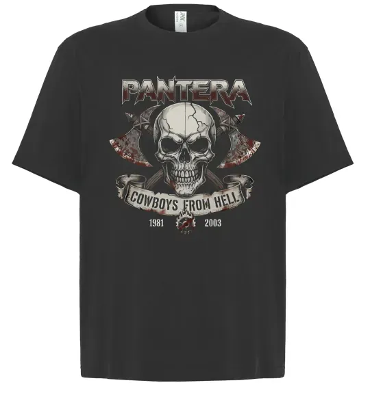 Футболка Оверсайз Pantera Cowboys from hell skull Черный фото