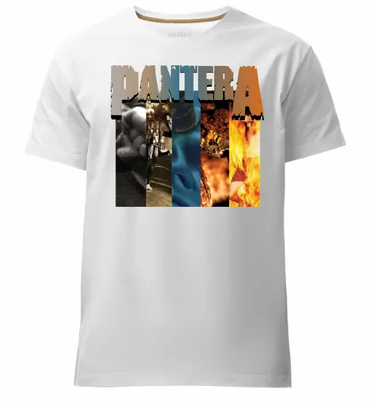 Мужская премиум футболка Pantera альбоми Белый фото
