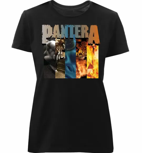 Женская премиум футболка Pantera альбоми Черный фото