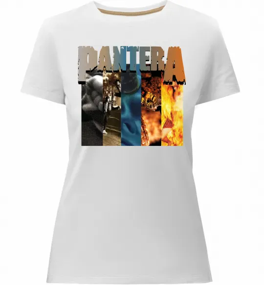 Женская премиум футболка Pantera альбоми Белый фото
