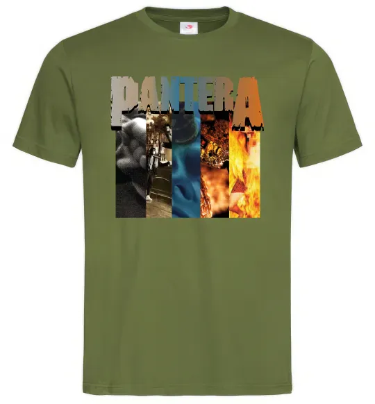 Мужская футболка Pantera альбоми Оливковый фото