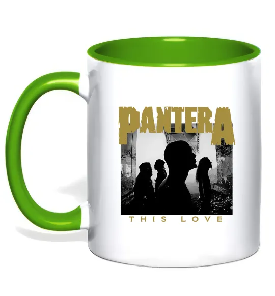 Чашка з кольоровою ручкою Pantera This love Лаймовий фото
