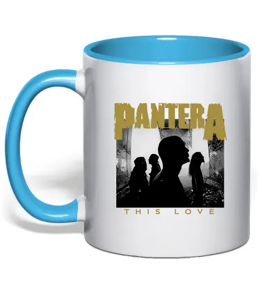 Чашка с цветной ручкой Pantera This love Голубой фото