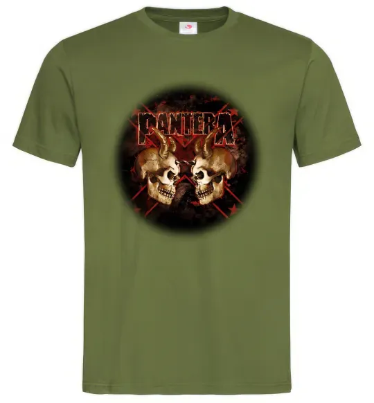 Мужская футболка Пантера черепи Оливковый фото