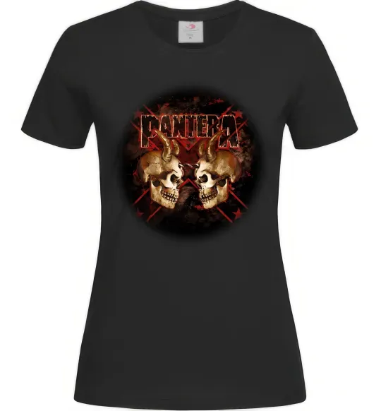 Женская футболка Пантера черепи Черный фото