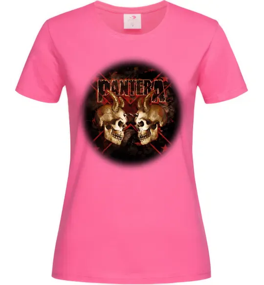 Женская футболка Пантера черепи Ярко-розовый фото