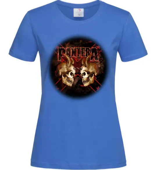 Женская футболка Пантера черепи Ярко-синий фото