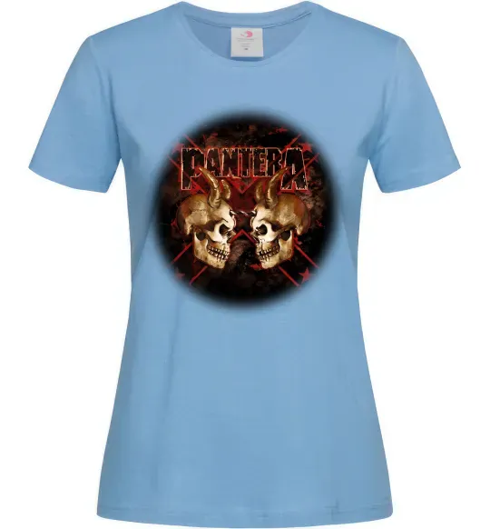 Женская футболка Пантера черепи Голубой фото