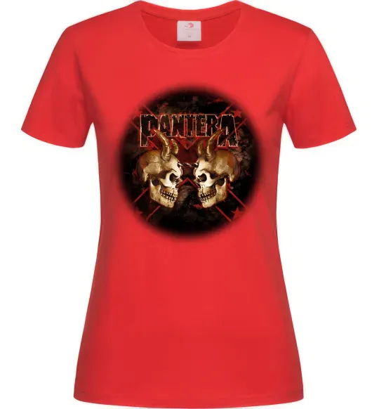 Женская футболка Пантера черепи Красный фото