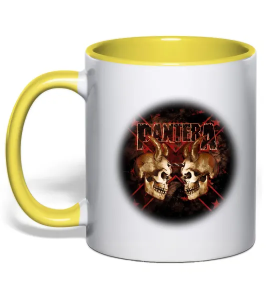 Чашка с цветной ручкой Пантера черепи Лимонный фото