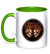 Чашка з кольоровою ручкою Пантера черепи Зелений фото