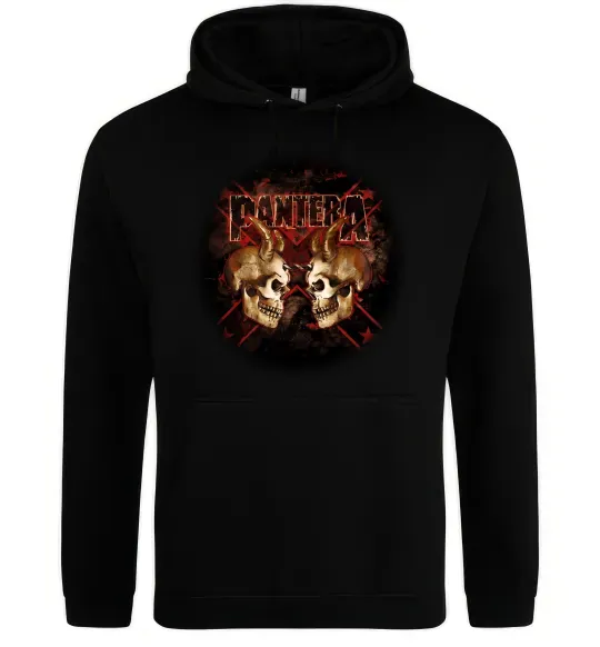 Мужская толстовка (худи) Пантера черепи Черный фото