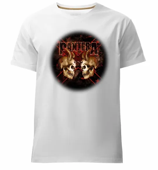 Мужская премиум футболка Пантера черепи Белый фото