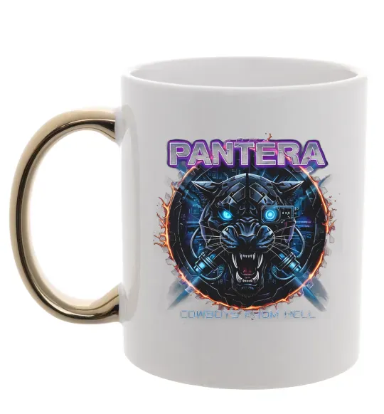 Чашка с цветной ручкой Cowboys from hell Pantera Золото фото