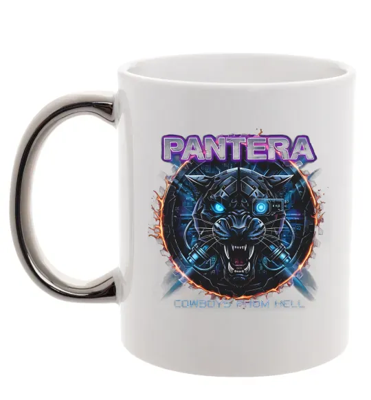 Чашка с цветной ручкой Cowboys from hell Pantera Серебро фото