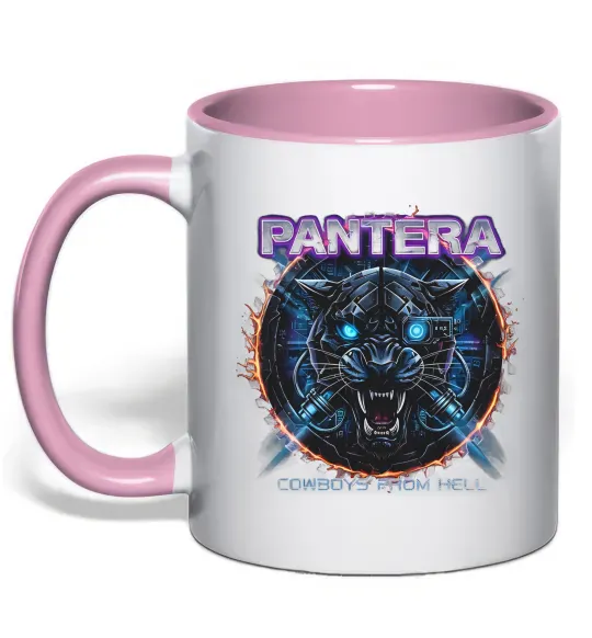 Чашка с цветной ручкой Cowboys from hell Pantera Нежно розовый фото