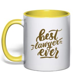 Чашка с цветной ручкой Best lawyer ever, колір - сонячно жовтий