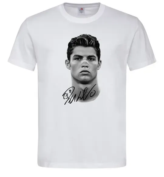Мужская футболка Молодий Ronaldo, колір - білий, розмір - L Белый фото
