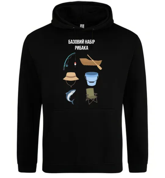 Жіноча толстовка (худі) Базовий набір рибака Чорний фото