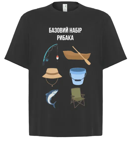 Футболка Оверсайз Базовий набір рибака Черный фото
