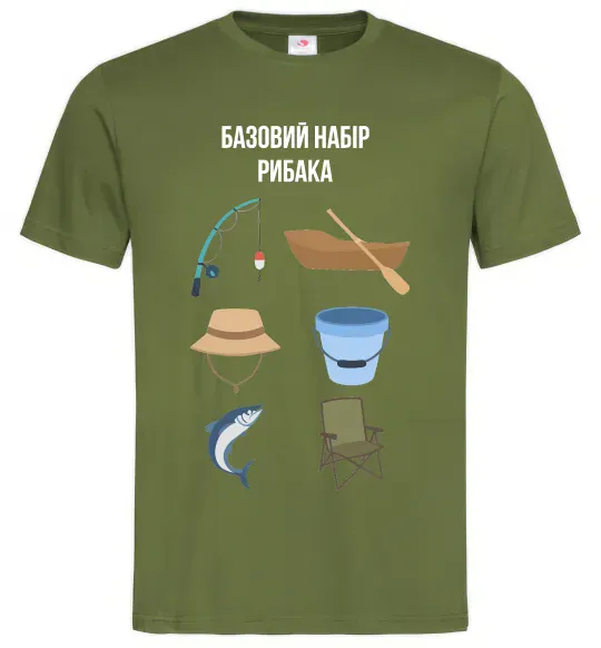 Мужская футболка Базовий набір рибака Оливковый фото