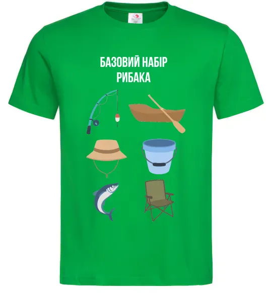 Мужская футболка Базовий набір рибака Зеленый фото