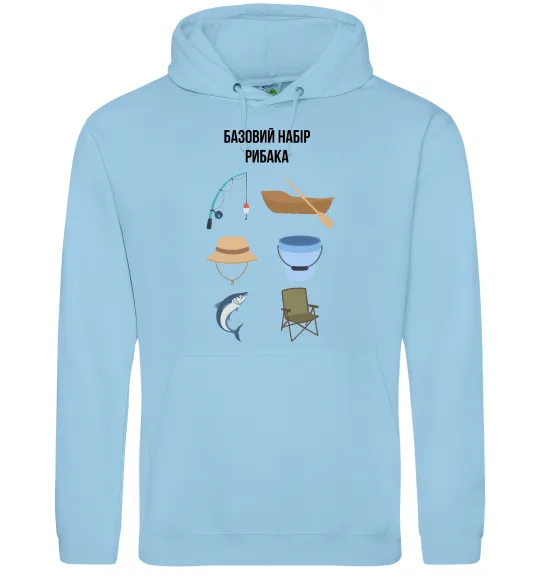 Чоловіча толстовка (худі) Базовий набір рибака Блакитний фото