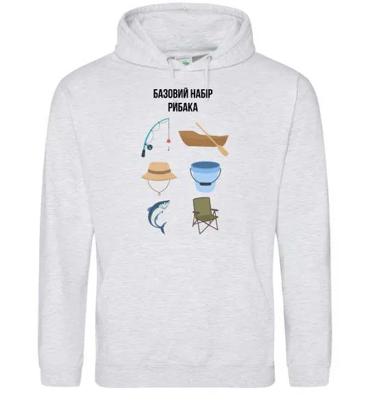 Жіноча толстовка (худі) Базовий набір рибака Сірий меланж фото