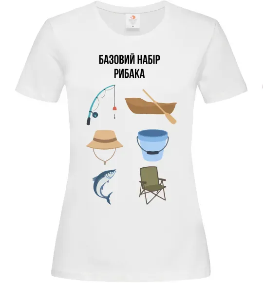 Жіноча футболка Базовий набір рибака Білий фото