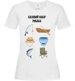 Жіноча футболка Базовий набір рибака Білий фото
