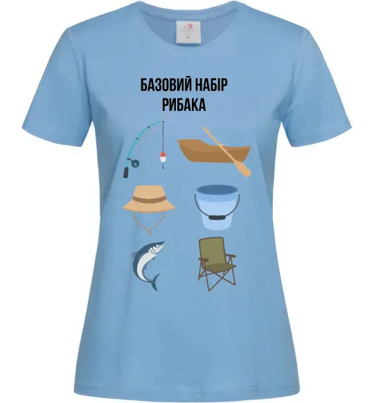 Жіноча футболка Базовий набір рибака Блакитний фото