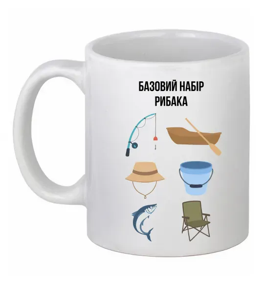 Чашка керамічна Базовий набір рибака Білий фото