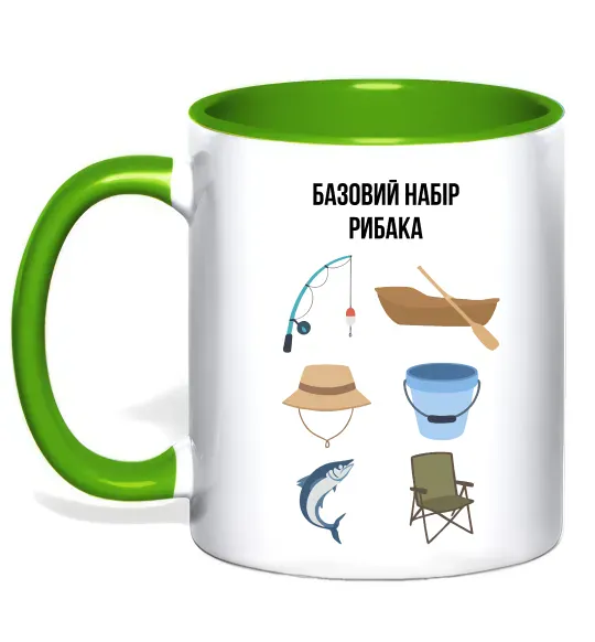 Чашка с цветной ручкой Базовий набір рибака Зеленый фото