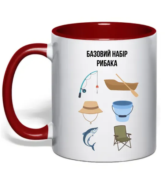Чашка с цветной ручкой Базовий набір рибака Красный фото