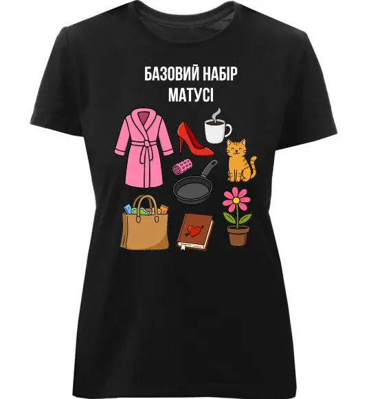Женская премиум футболка Базовий набір матусі Черный фото