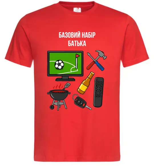 Мужская футболка Базовий набір батька Красный фото