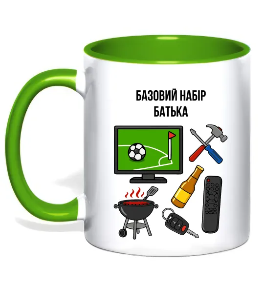 Чашка с цветной ручкой Базовий набір батька Лаймовый фото