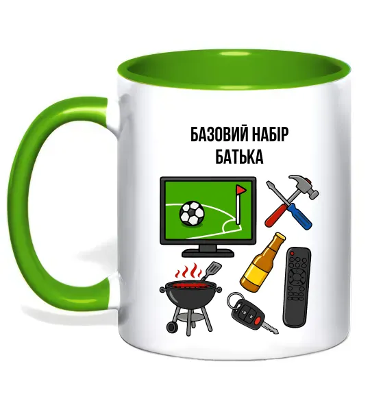 Чашка з кольоровою ручкою Базовий набір батька Зелений фото