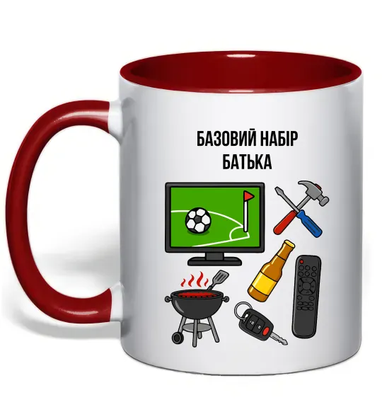 Чашка з кольоровою ручкою Базовий набір батька Червоний фото