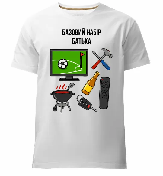Мужская премиум футболка Базовий набір батька Белый фото
