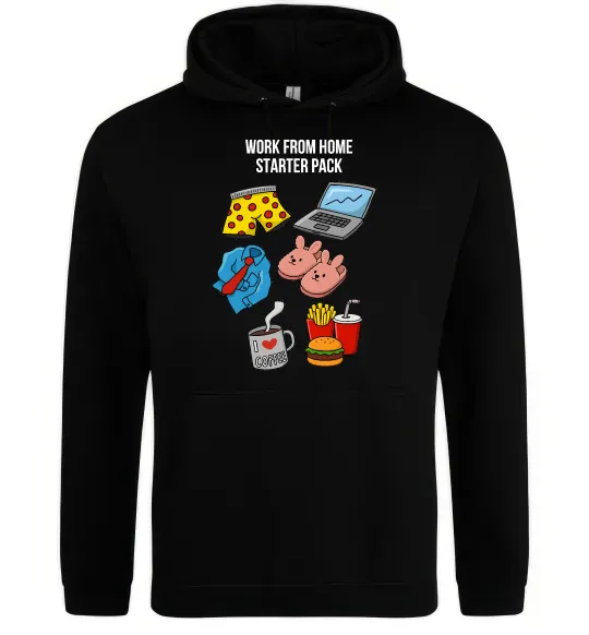 Женская толстовка (худи) Work from home starter pack Черный фото