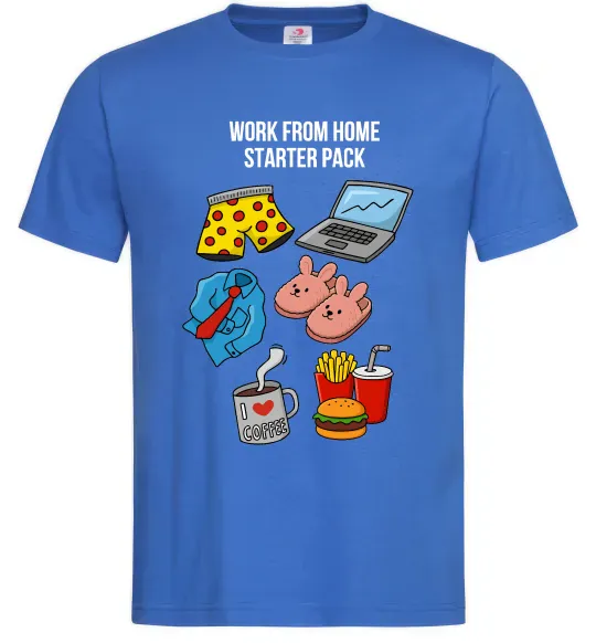 Мужская футболка Work from home starter pack Ярко-синий фото